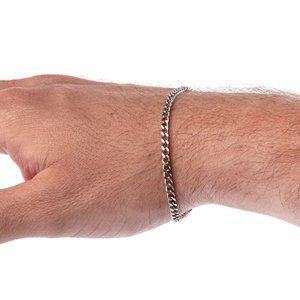 BRAND NEW 4mm Cuban Chain Bracelet in Silver - 8"